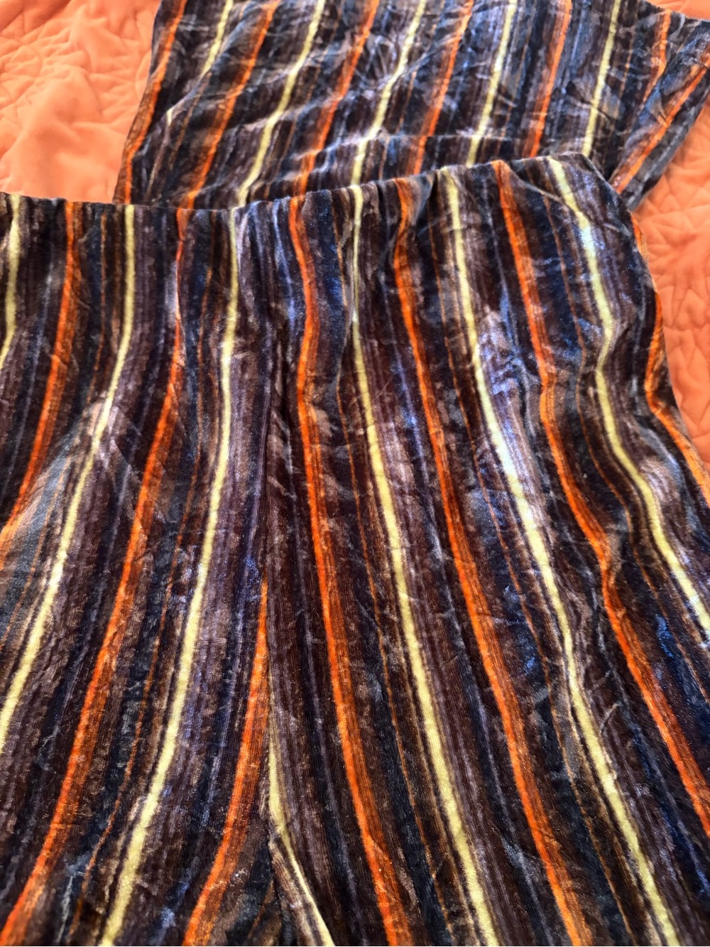 Urban Outfitters⚡️Crushed Velvet Striped Flare Pants - Picture 6 of 8